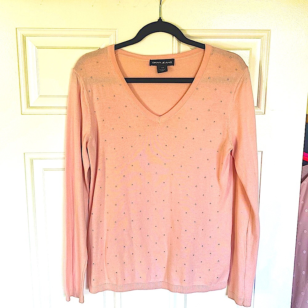 DKNY light pink sparkly sweater